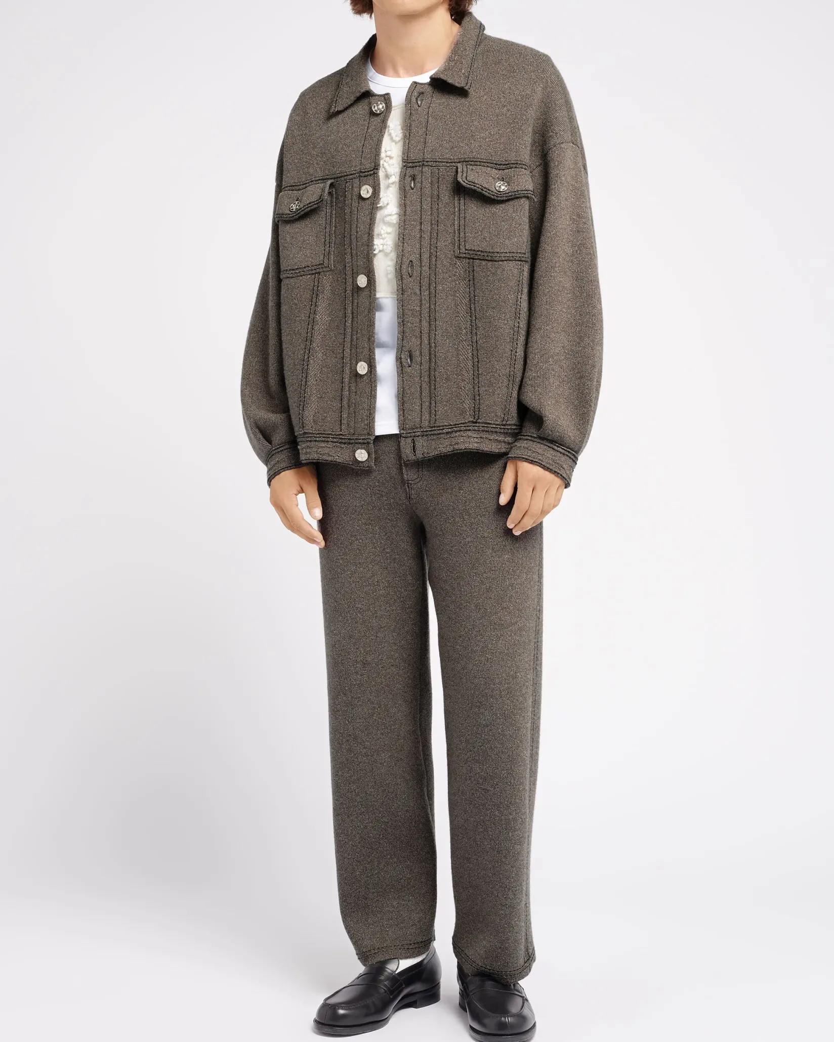 Barrie Denim cashmere and cotton trousers