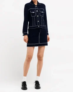 Women Barrie Denim cashmere and cotton skirt