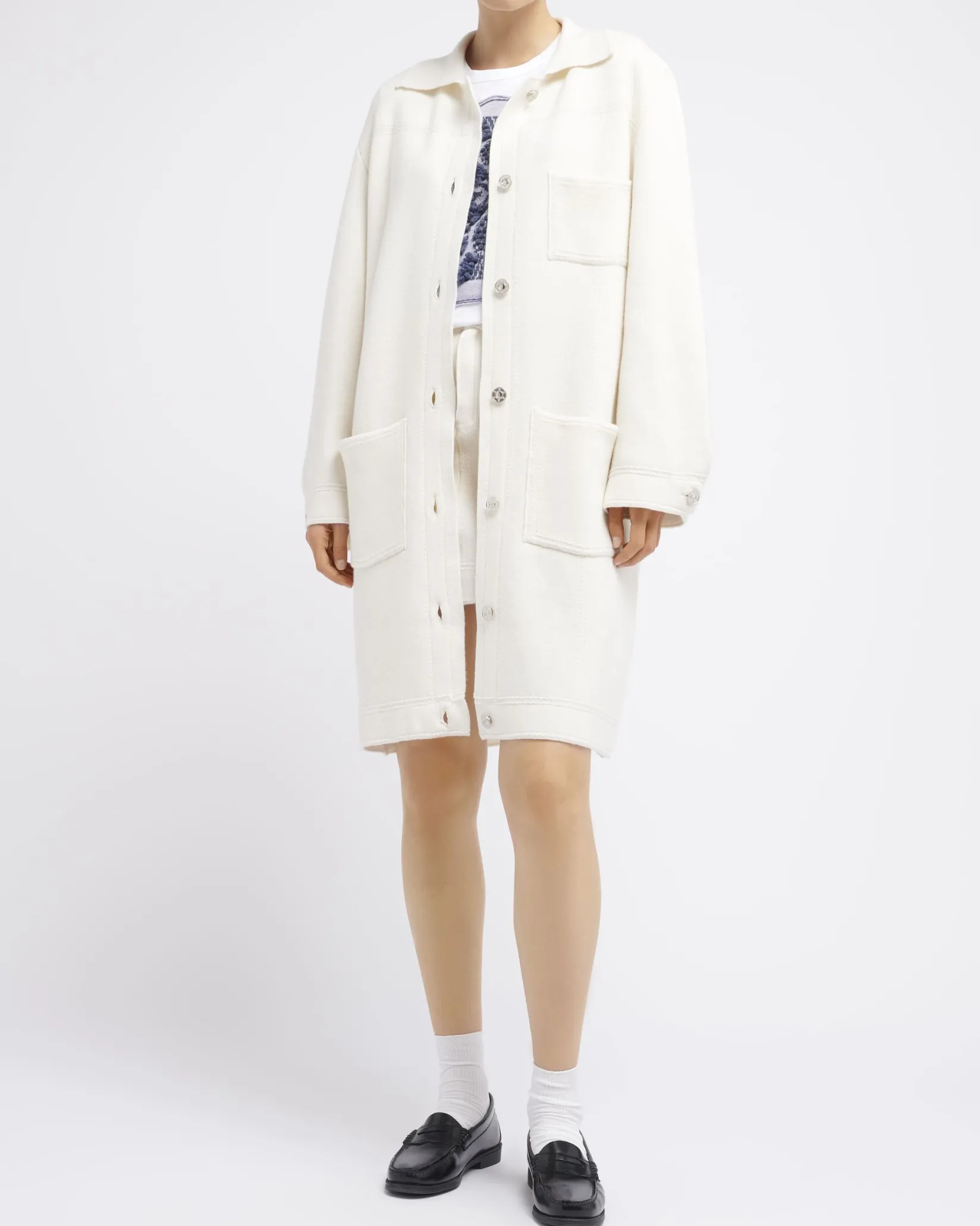 Women Barrie Denim cashmere and cotton long jacket