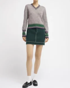 Women Barrie Denim cashmere and cotton skirt