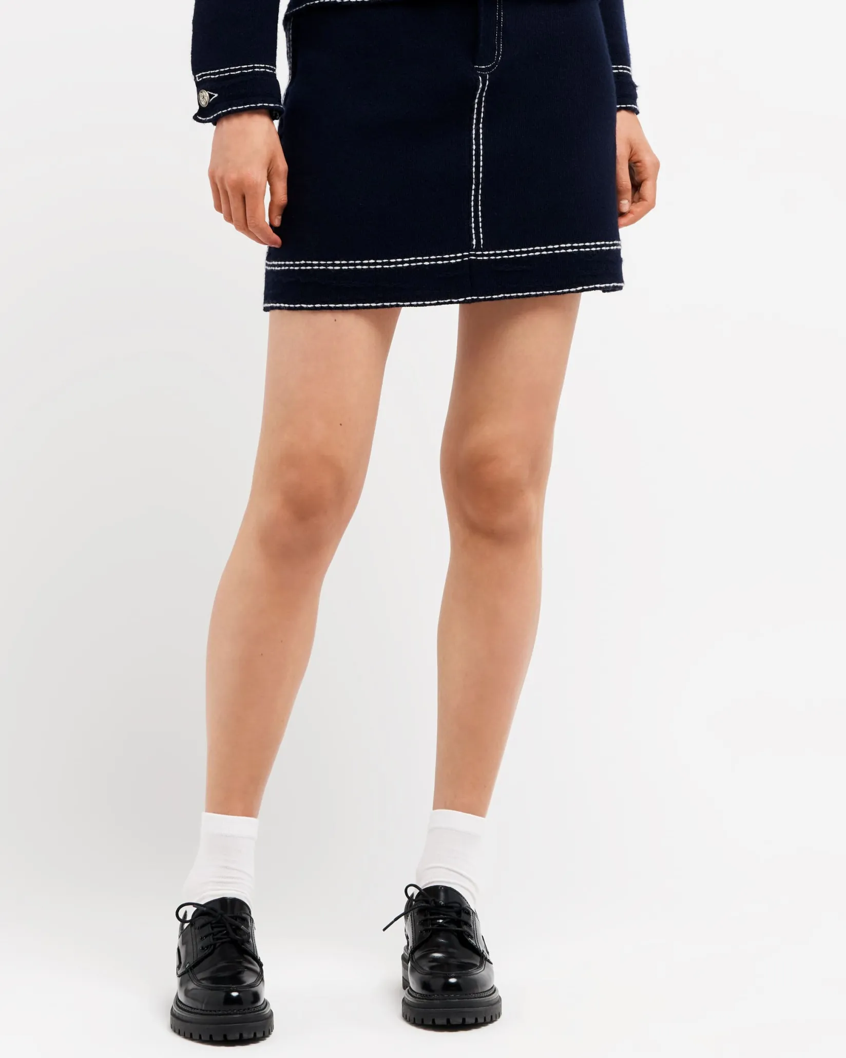 Women Barrie Denim cashmere and cotton skirt