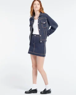 Women Barrie Denim cashmere and cotton skirt
