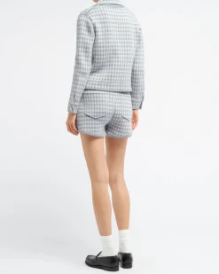 Women Barrie Denim cashmere and cotton shorts with gingham motif