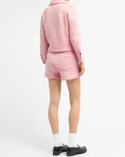 Women Barrie Denim cashmere and cotton shorts with gingham motif