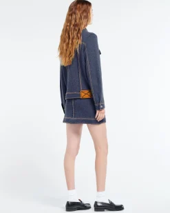 Women Barrie Denim cashmere and cotton skirt