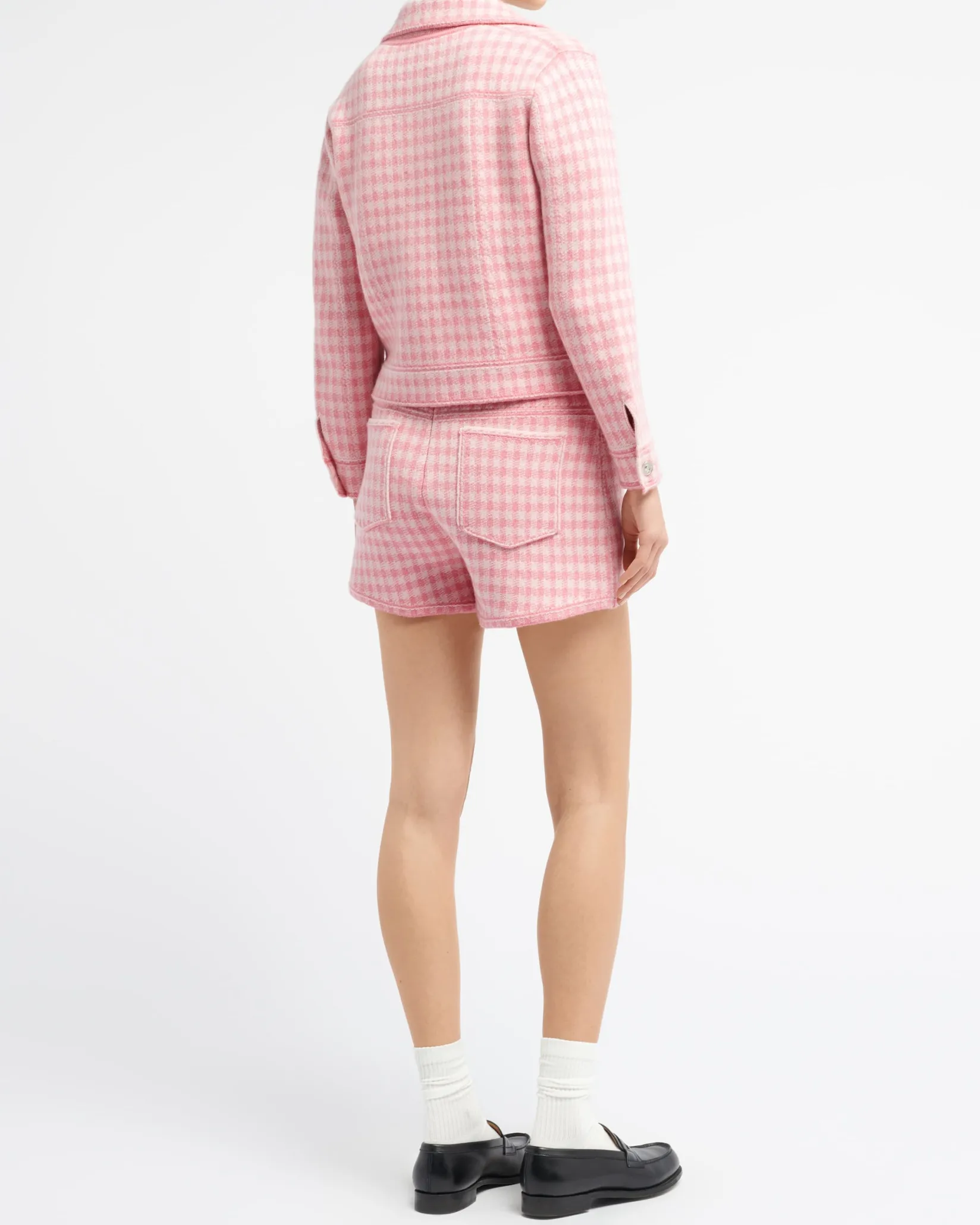Women Barrie Denim cashmere and cotton shorts with gingham motif