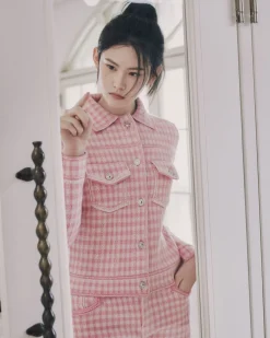 Women Barrie Denim cashmere and cotton shorts with gingham motif