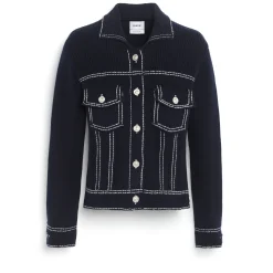 Women Barrie Denim fitted cashmere and cotton jacket