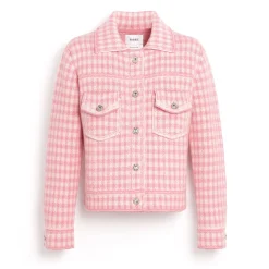 Women Barrie Denim fitted cashmere and cotton jacket with gingham motif