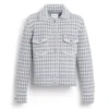 Women Barrie Denim fitted cashmere and cotton jacket with gingham motif