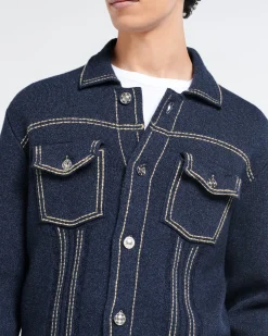 Barrie Denim fitted cashmere and cotton jacket