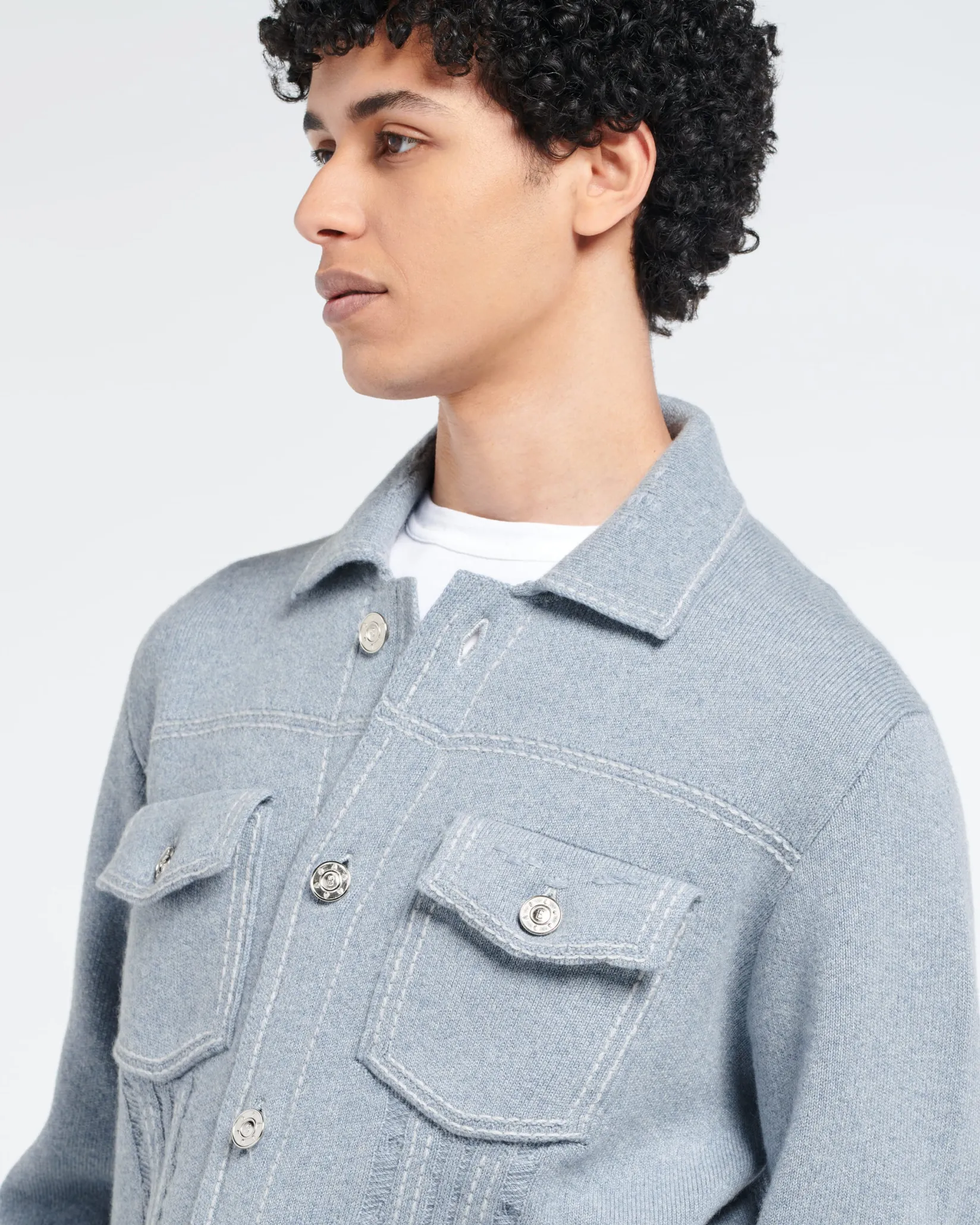 Barrie Denim fitted cashmere and cotton jacket