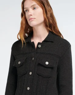 Women Barrie Denim fitted cashmere and cotton jacket