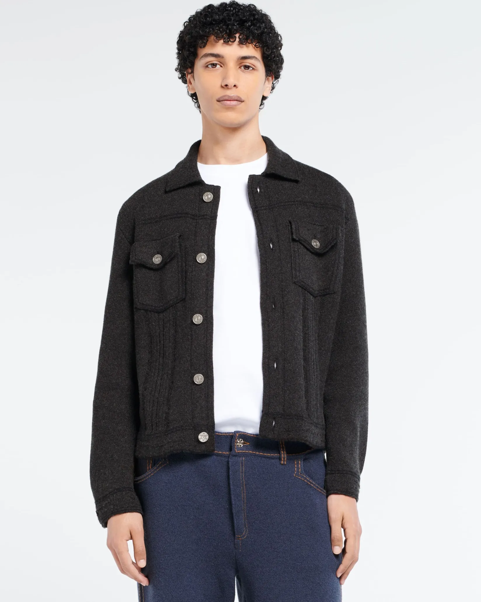 Barrie Denim fitted cashmere and cotton jacket