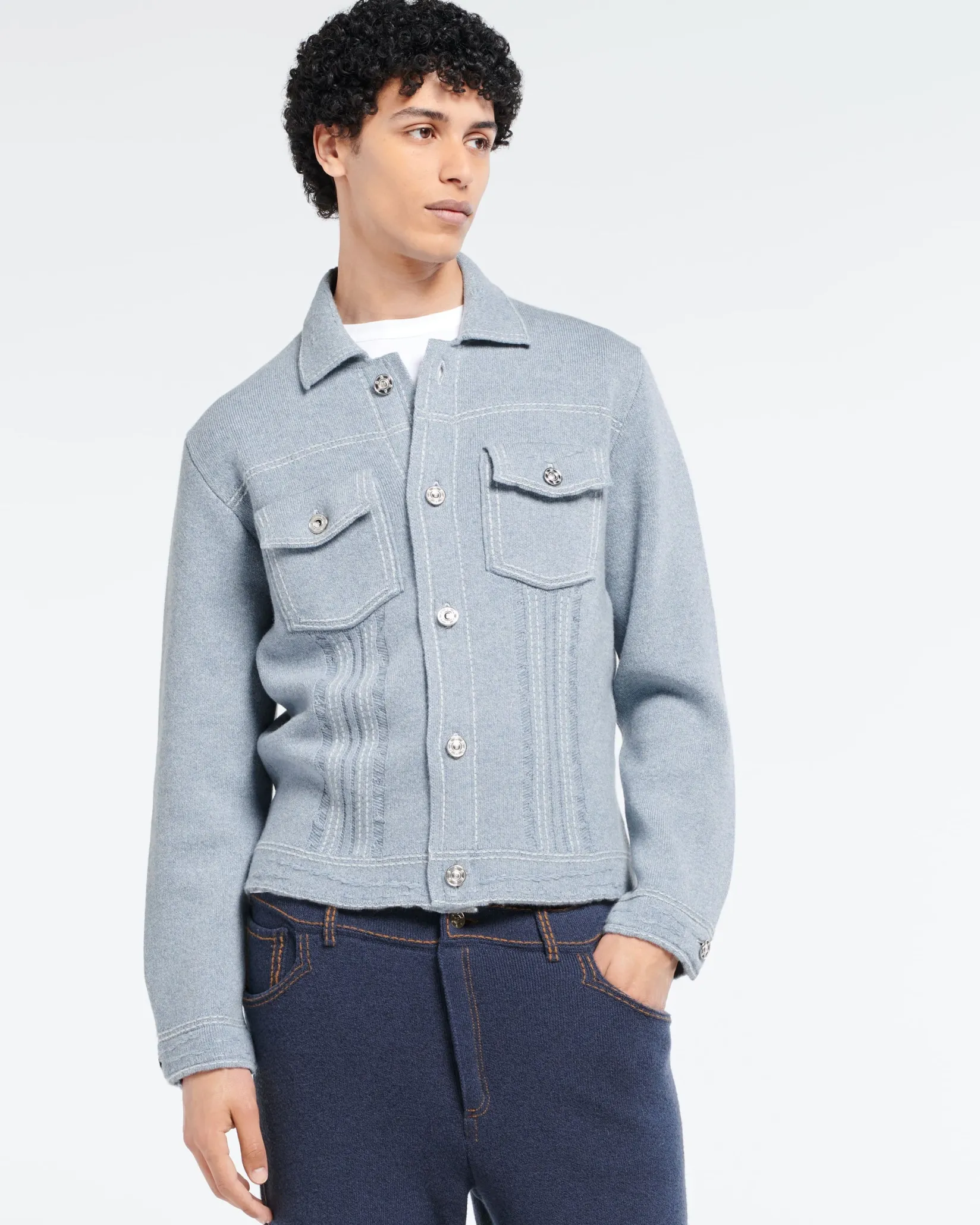 Barrie Denim fitted cashmere and cotton jacket