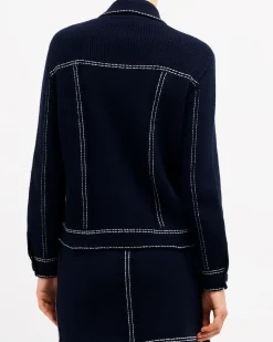 Women Barrie Denim fitted cashmere and cotton jacket