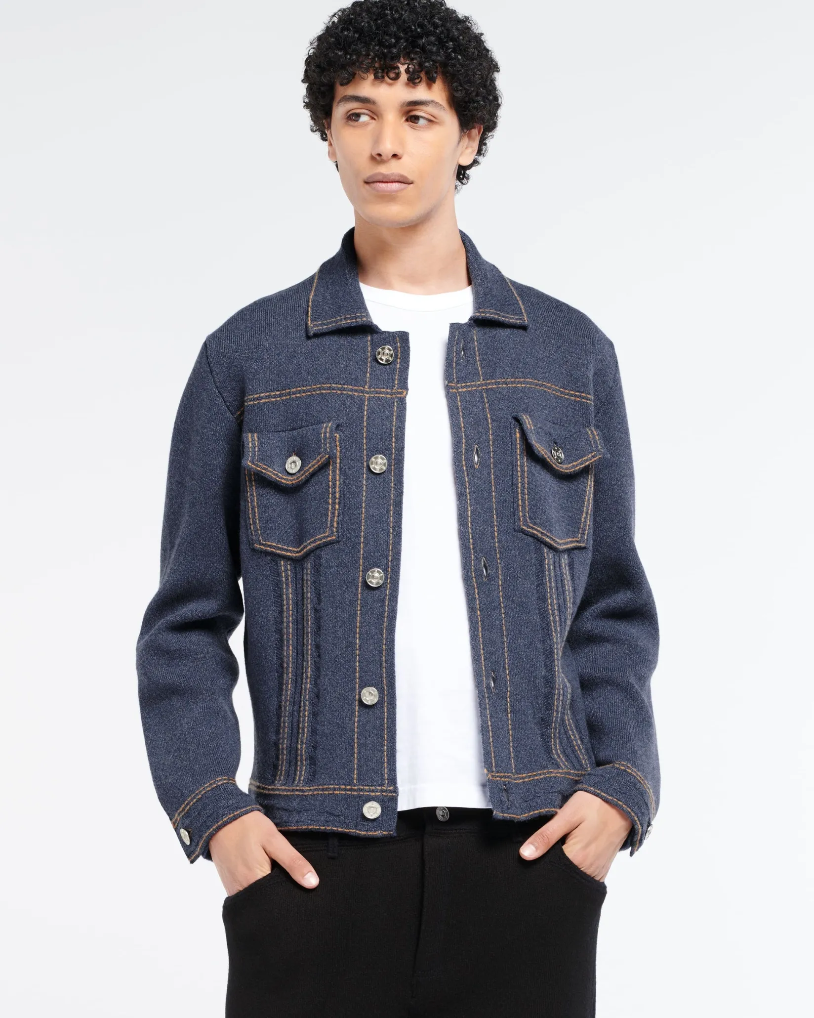Barrie Denim fitted cashmere and cotton jacket
