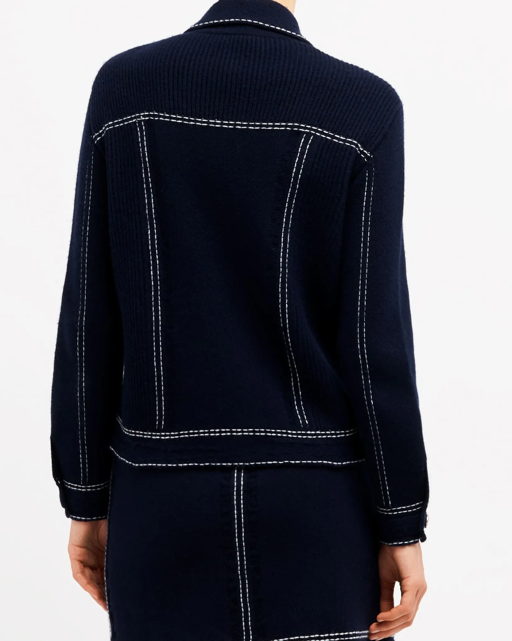Women Barrie Denim fitted cashmere and cotton jacket