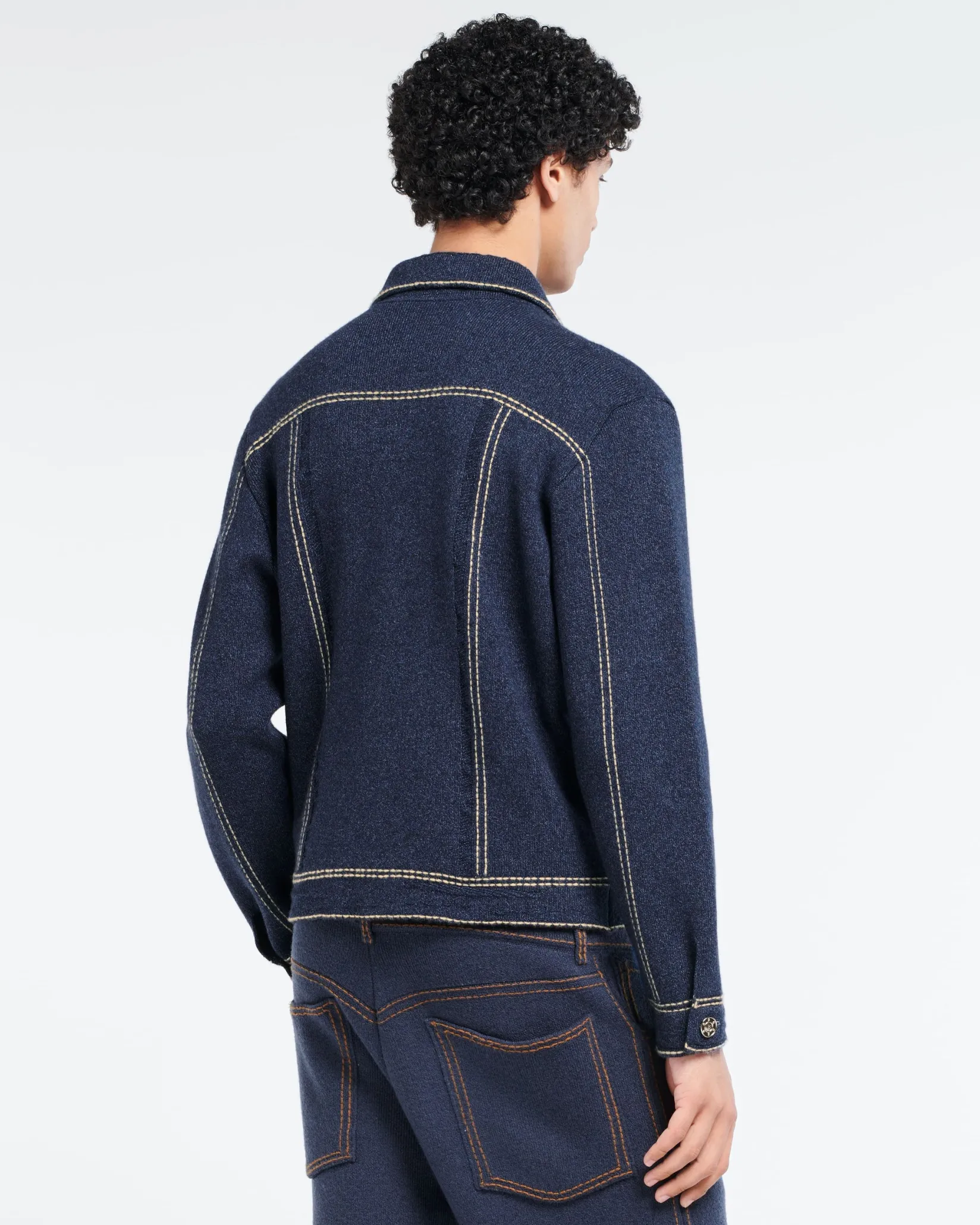 Barrie Denim fitted cashmere and cotton jacket