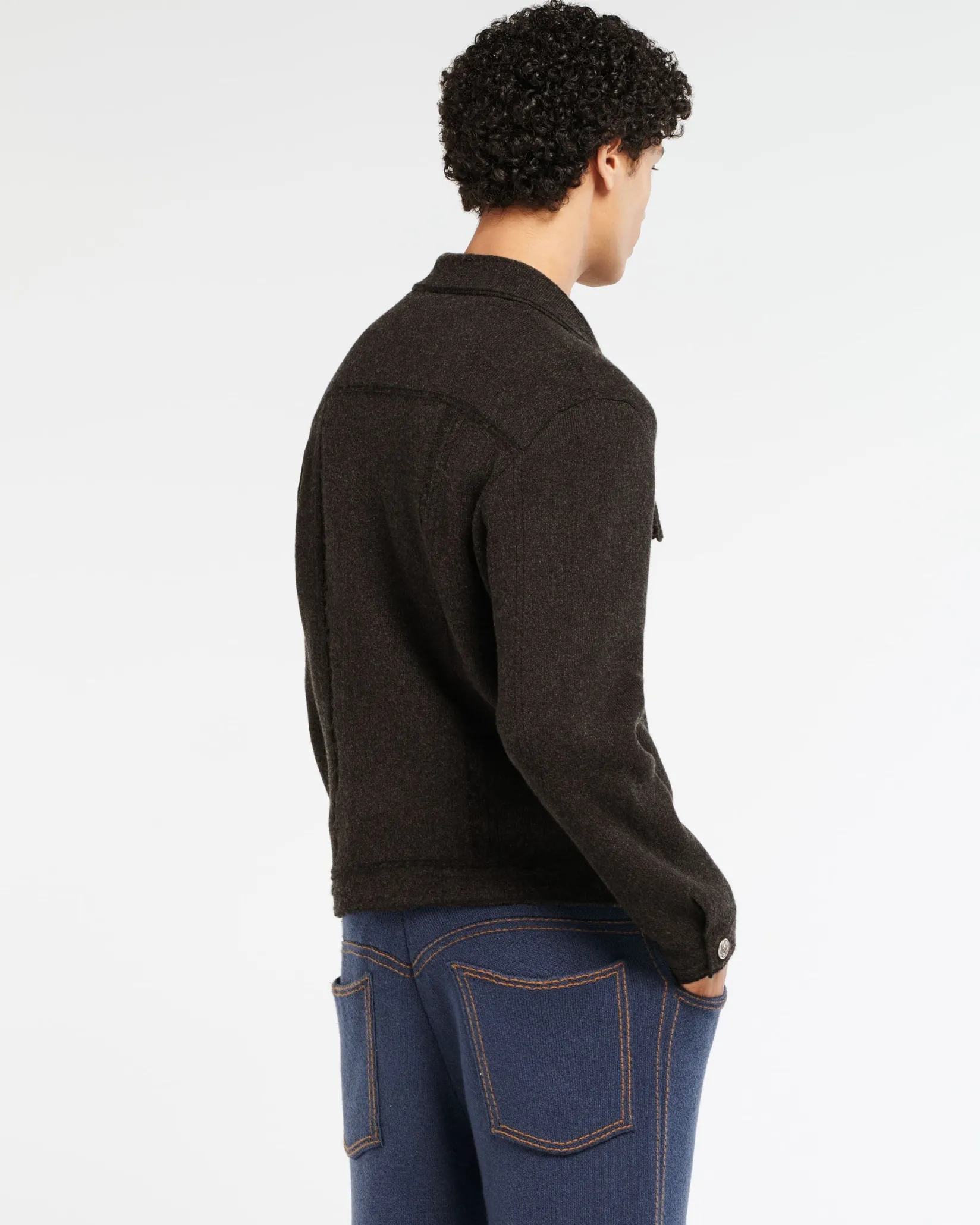 Barrie Denim fitted cashmere and cotton jacket