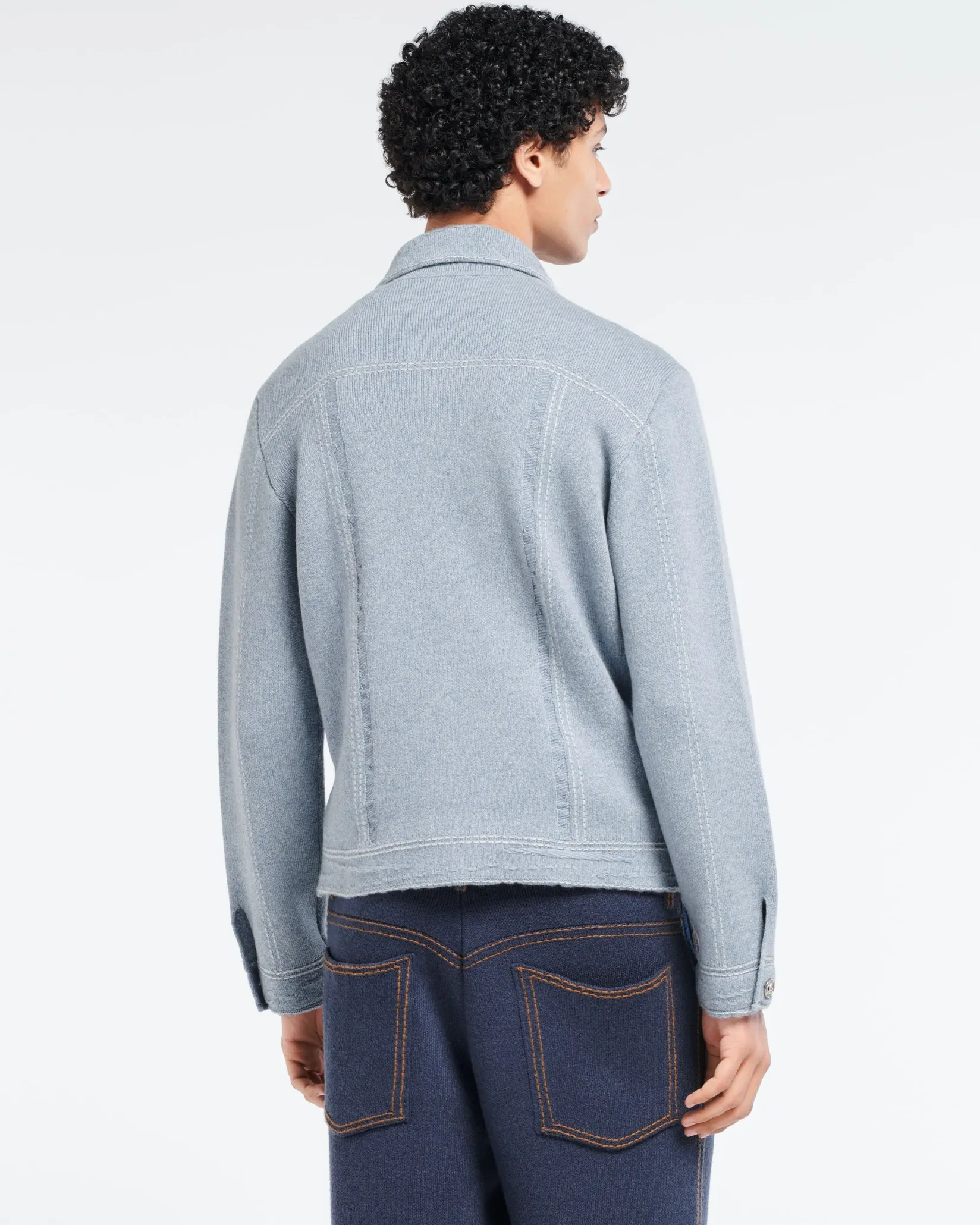 Barrie Denim fitted cashmere and cotton jacket