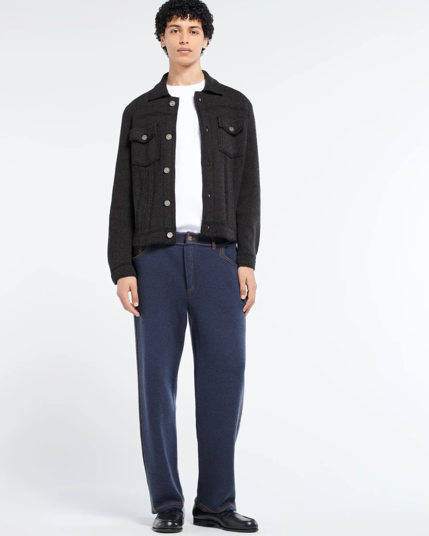 Barrie Denim fitted cashmere and cotton jacket