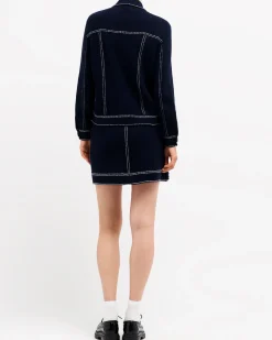 Women Barrie Denim fitted cashmere and cotton jacket