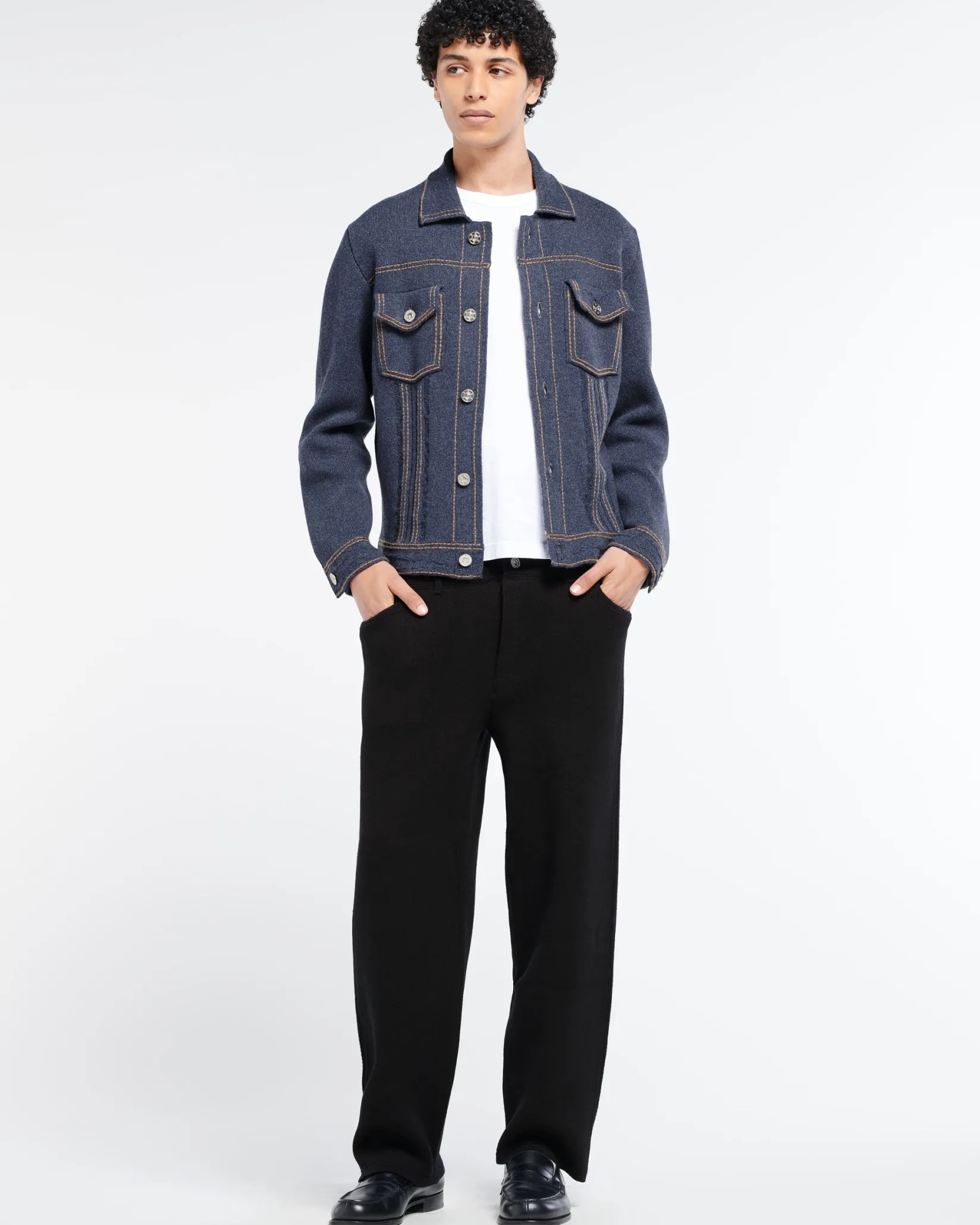 Barrie Denim fitted cashmere and cotton jacket
