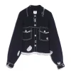 Women Barrie Denim fringed cashmere and cotton jacket