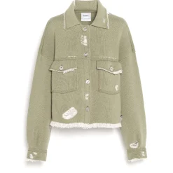 Women Barrie Denim fringed cashmere and cotton jacket
