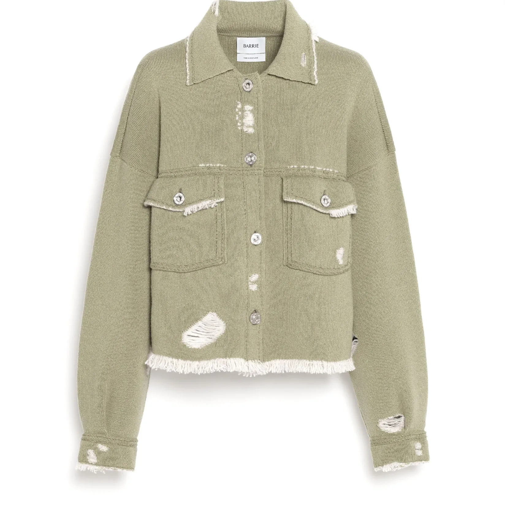 Women Barrie Denim fringed cashmere and cotton jacket