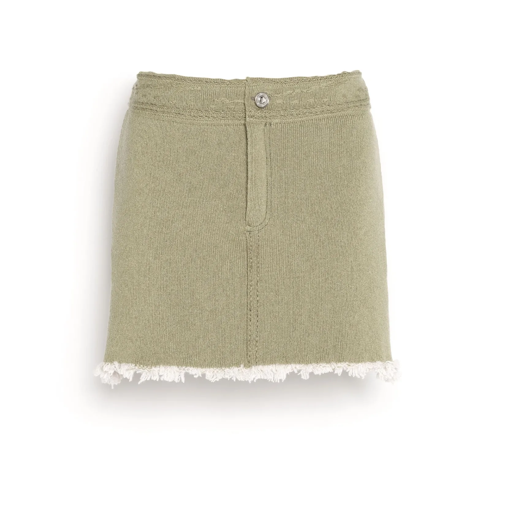 Women Barrie Denim fringed cashmere and cotton miniskirt