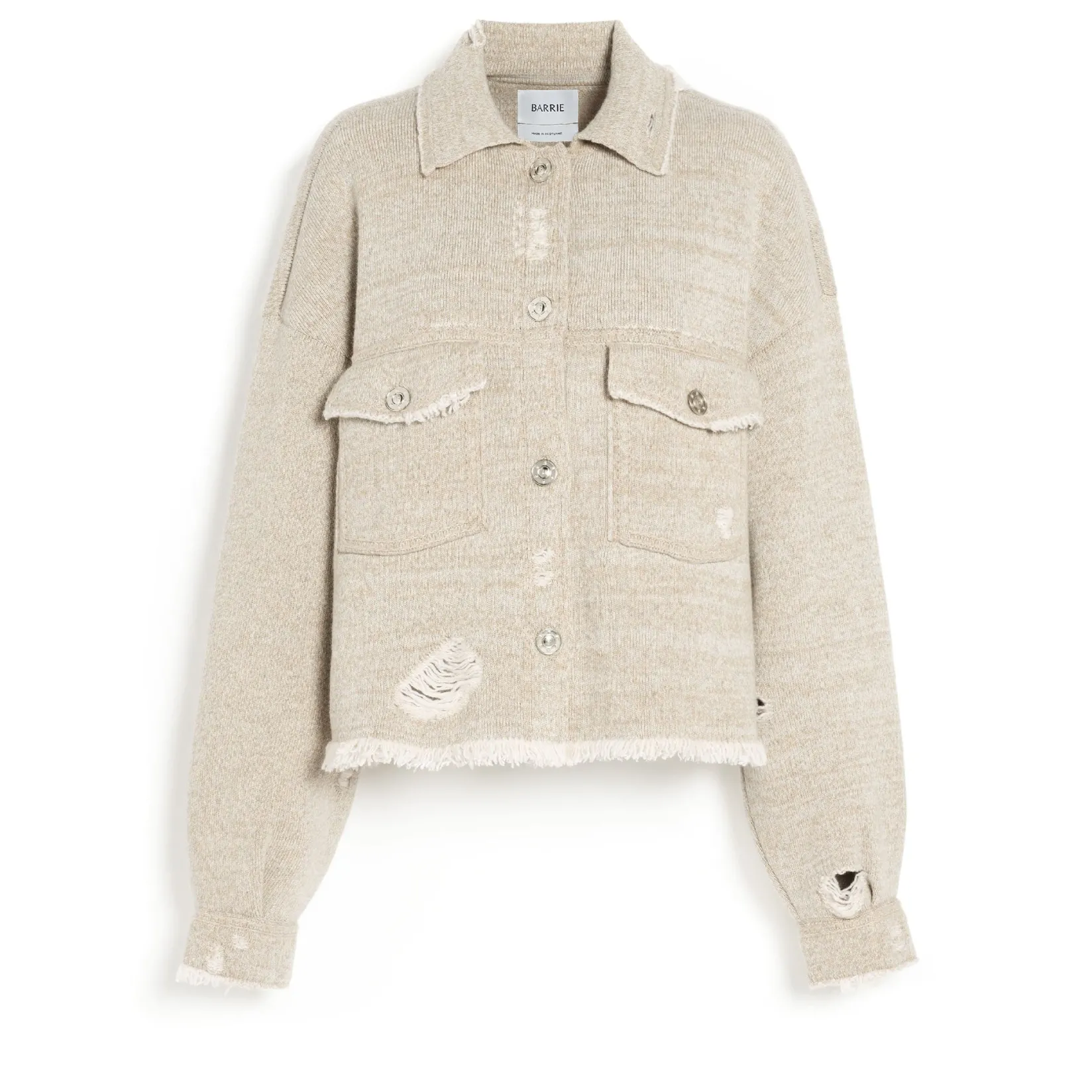 Women Barrie Denim fringed cashmere and cotton jacket