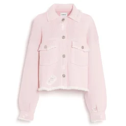 Women Barrie Denim fringed cashmere and cotton jacket