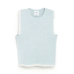 Women Barrie Denim fringed cashmere and cotton top