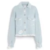 Women Barrie Denim fringed cashmere and cotton jacket