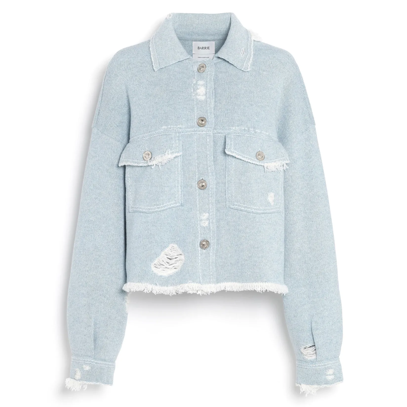 Women Barrie Denim fringed cashmere and cotton jacket