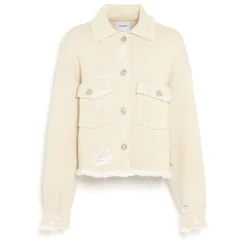 Women Barrie Denim fringed cashmere and cotton jacket