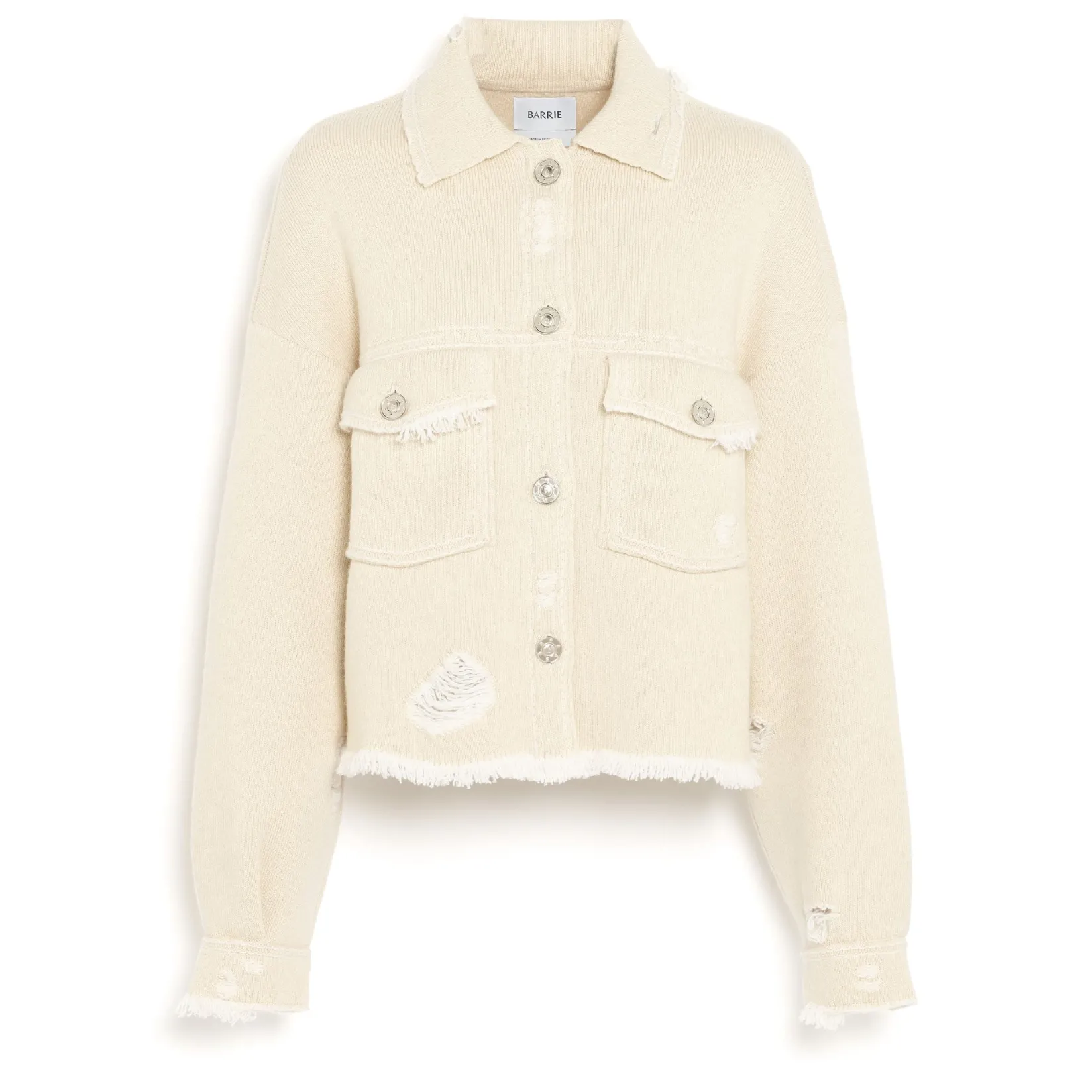 Women Barrie Denim fringed cashmere and cotton jacket