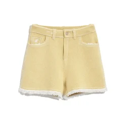 Women Barrie Denim fringed cashmere and cotton shorts