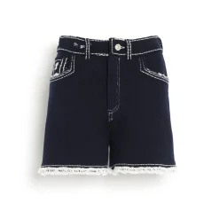 Women Barrie Denim fringed cashmere and cotton shorts