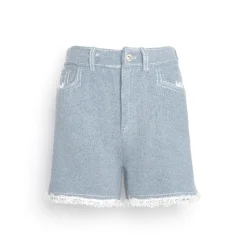 Women Barrie Denim fringed cashmere and cotton shorts