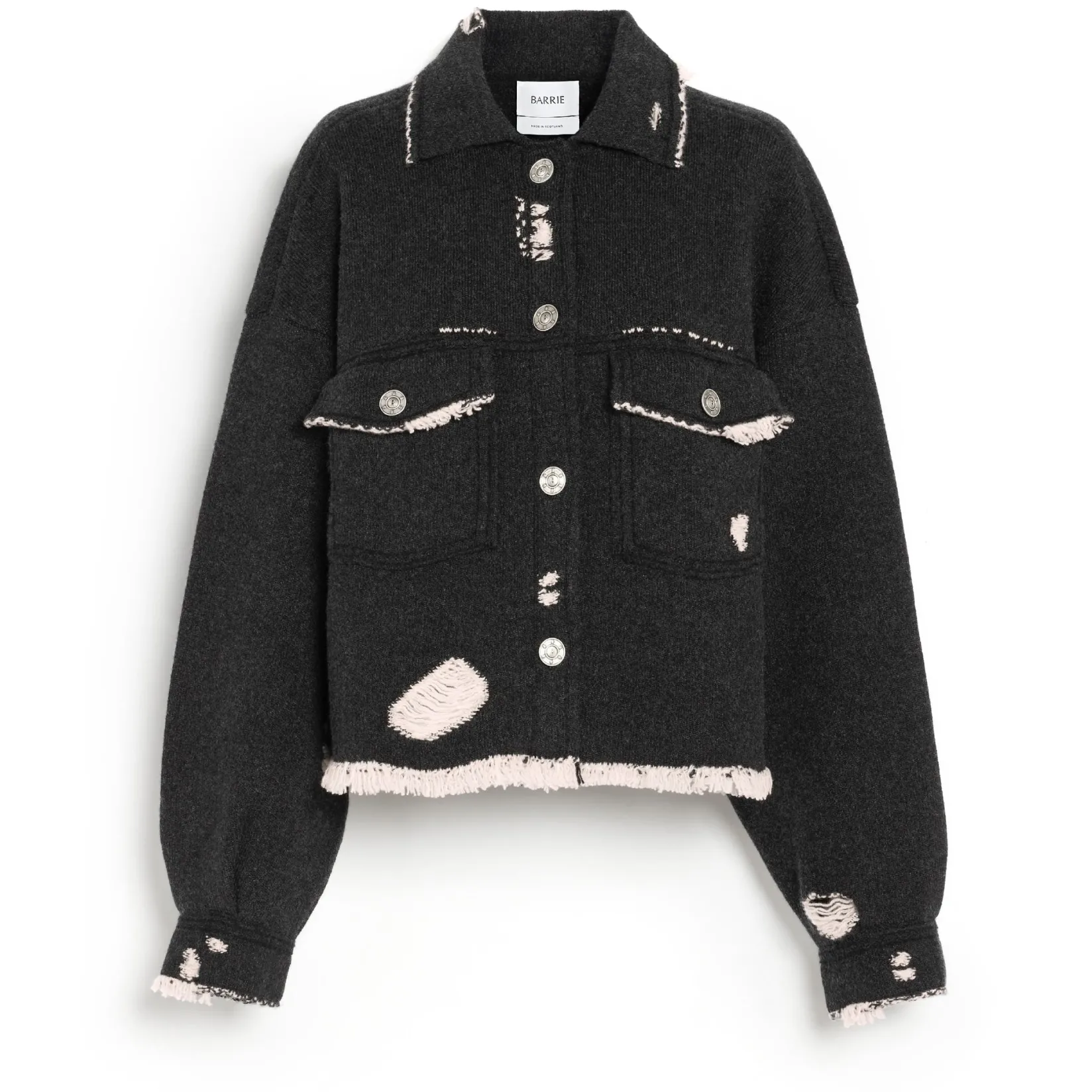 Women Barrie Denim fringed cashmere and cotton jacket