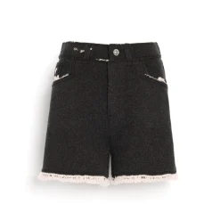 Women Barrie Denim fringed cashmere and cotton shorts