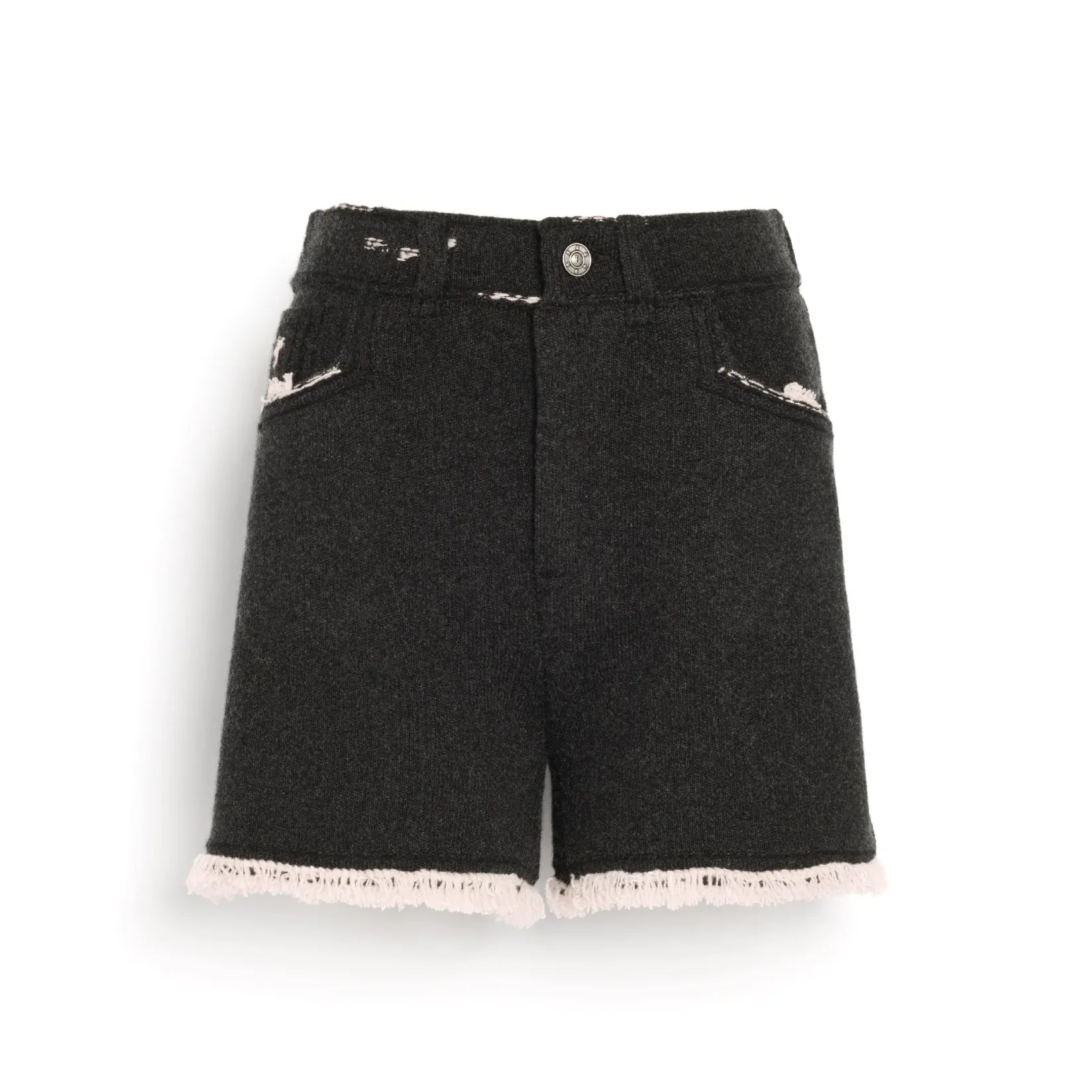 Women Barrie Denim fringed cashmere and cotton shorts