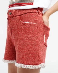 Women Barrie Denim fringed cashmere and cotton shorts