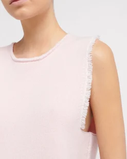 Women Barrie Denim fringed cashmere and cotton top