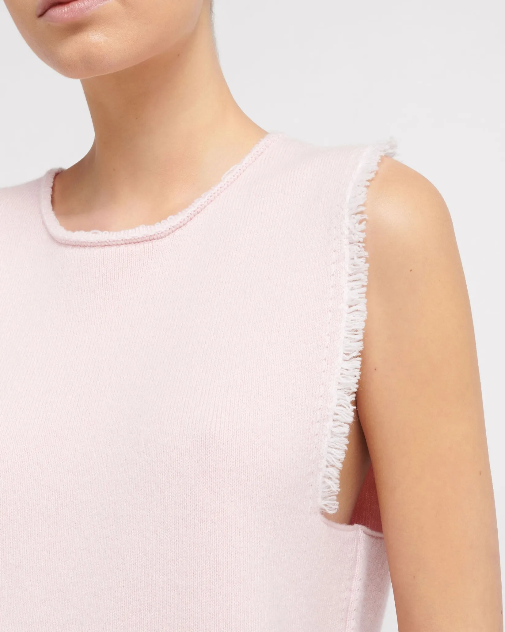 Women Barrie Denim fringed cashmere and cotton top