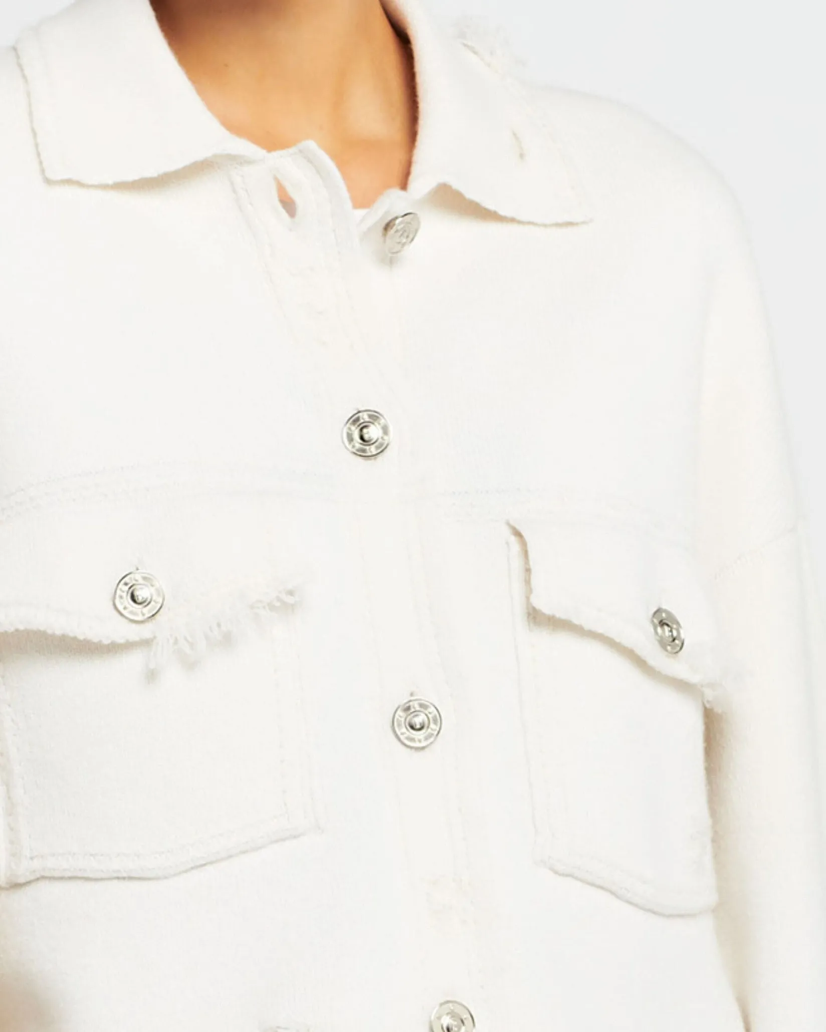 Women Barrie Denim fringed cashmere and cotton jacket