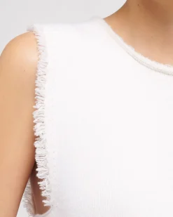 Women Barrie Denim fringed cashmere and cotton top